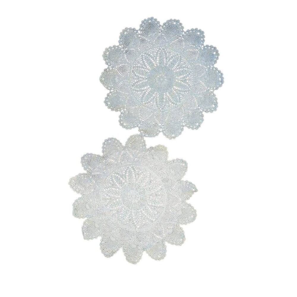 Doilys (2) Vintage White Cotton 10.5", handmade in 1930